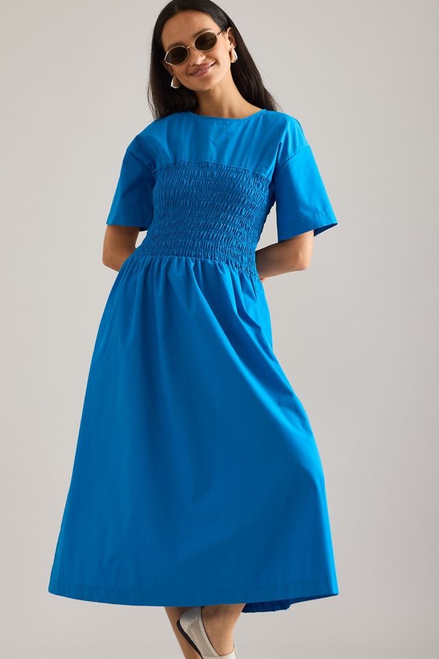 By Anthropologie Fern Smocked Short-Sleeve Midi Dress #3