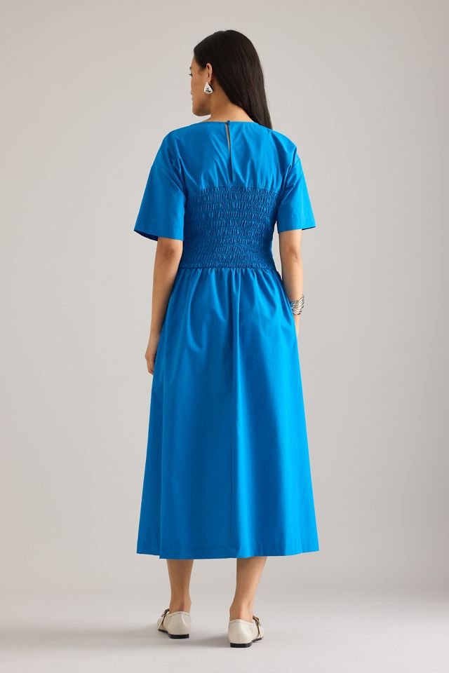 By Anthropologie Fern Smocked Short-Sleeve Midi Dress #5