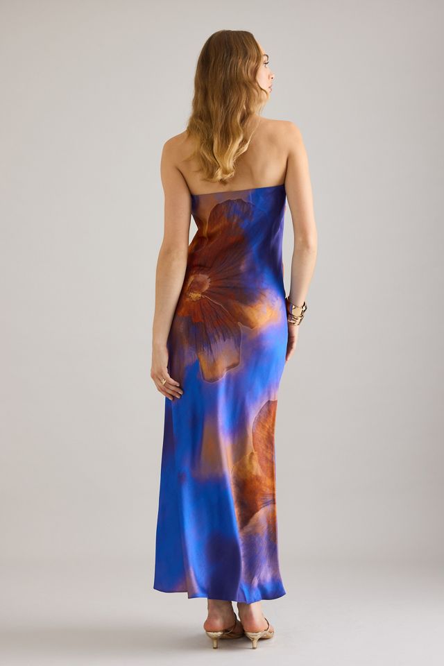 The Fleur Strapless Satin Maxi Slip Dress #1