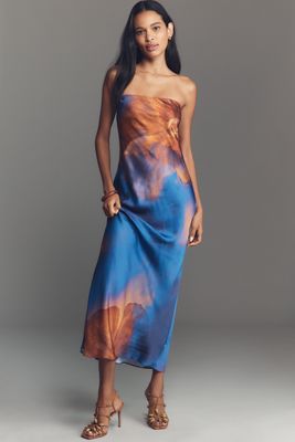 The Fleur Strapless Satin Maxi Slip Dress