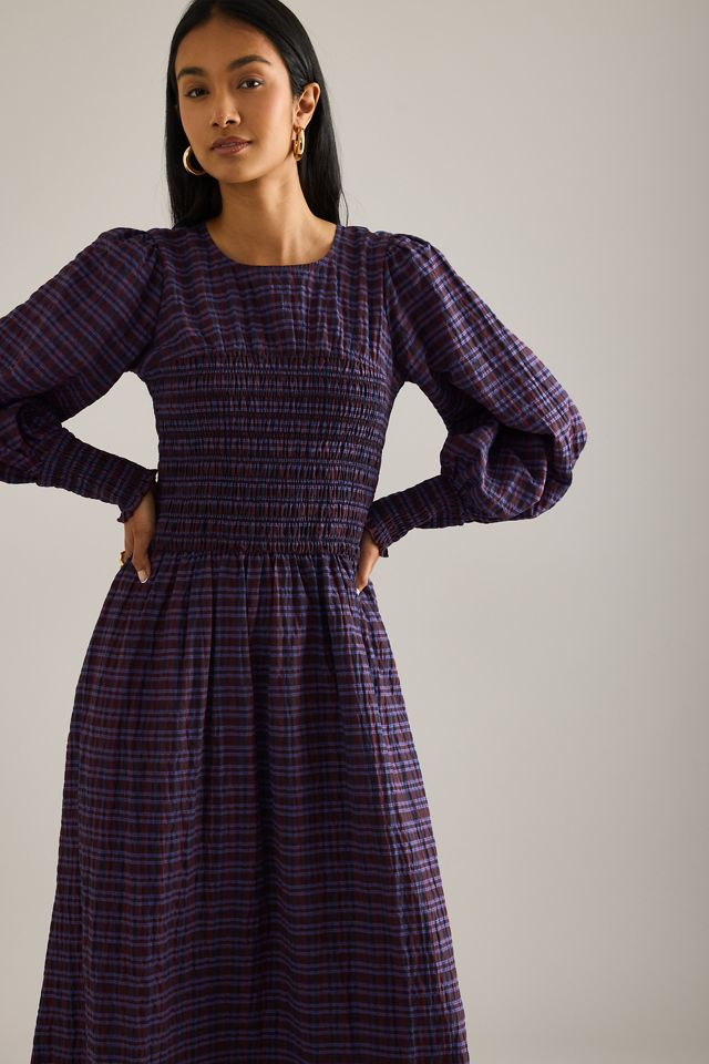 By Anthropologie Robe midi à manches longues et à smocks Fern #3