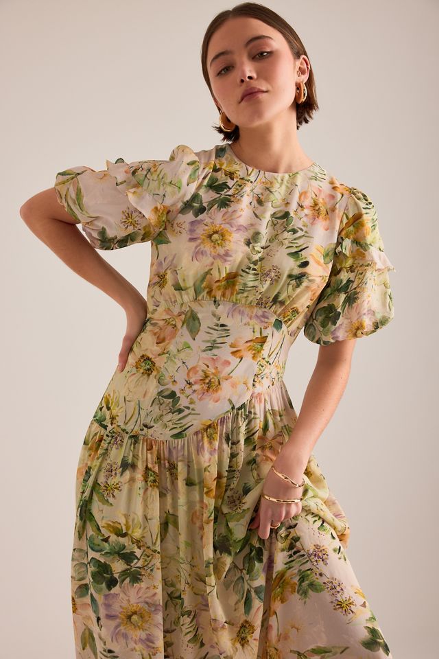By Anthropologie Fifi Floral Puff-Sleeve Maxi Dress #2