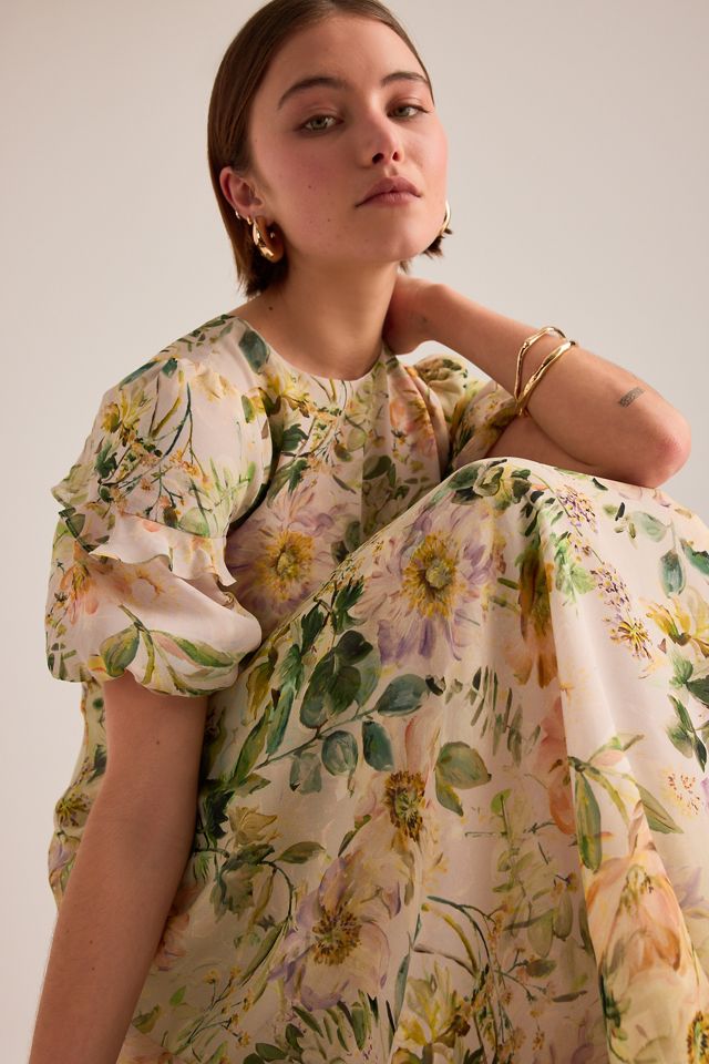 By Anthropologie Fifi Floral Puff-Sleeve Maxi Dress #4
