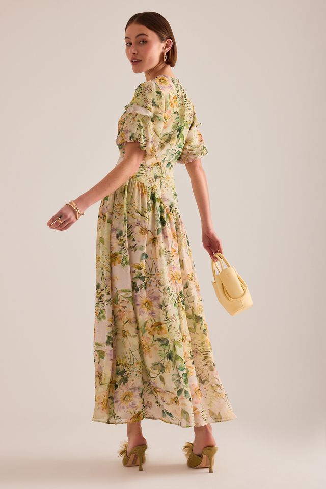 By Anthropologie Fifi Floral Puff-Sleeve Maxi Dress #3