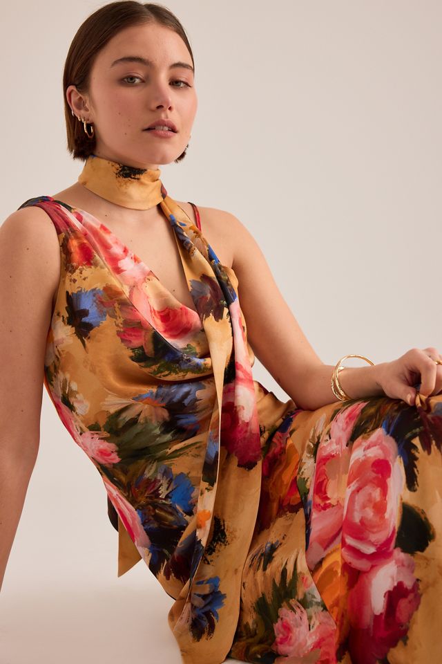 Robe maxi By Anthropologie Mindy à motif floral avec détail foulard #3
