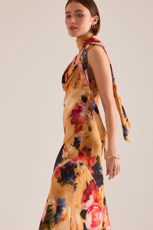 Robe maxi By Anthropologie Mindy à motif floral avec détail foulard #2