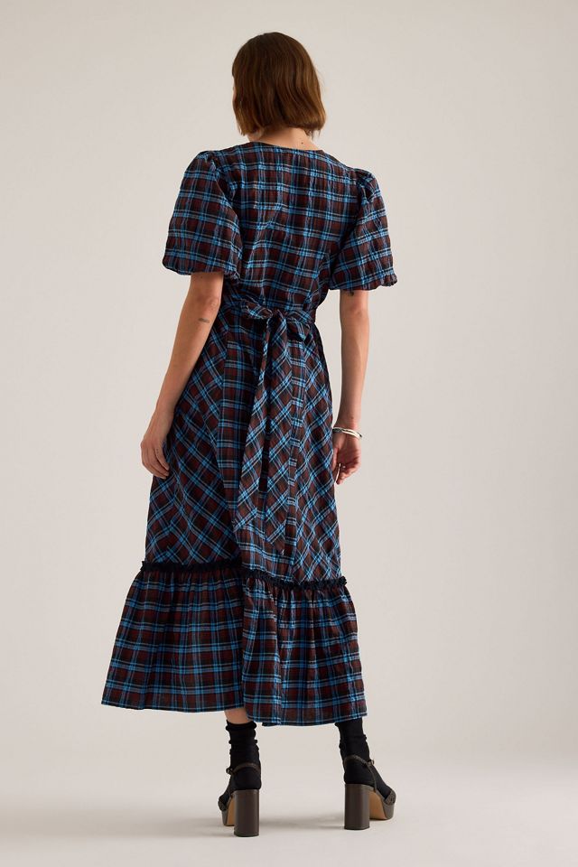 Vestido Midi de Cuadros con Mangas Abullonadas By Anthropologie #5