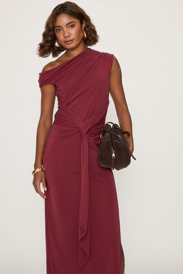 By Anthropologie Gerafftes Schulterfreies Midikleid #1