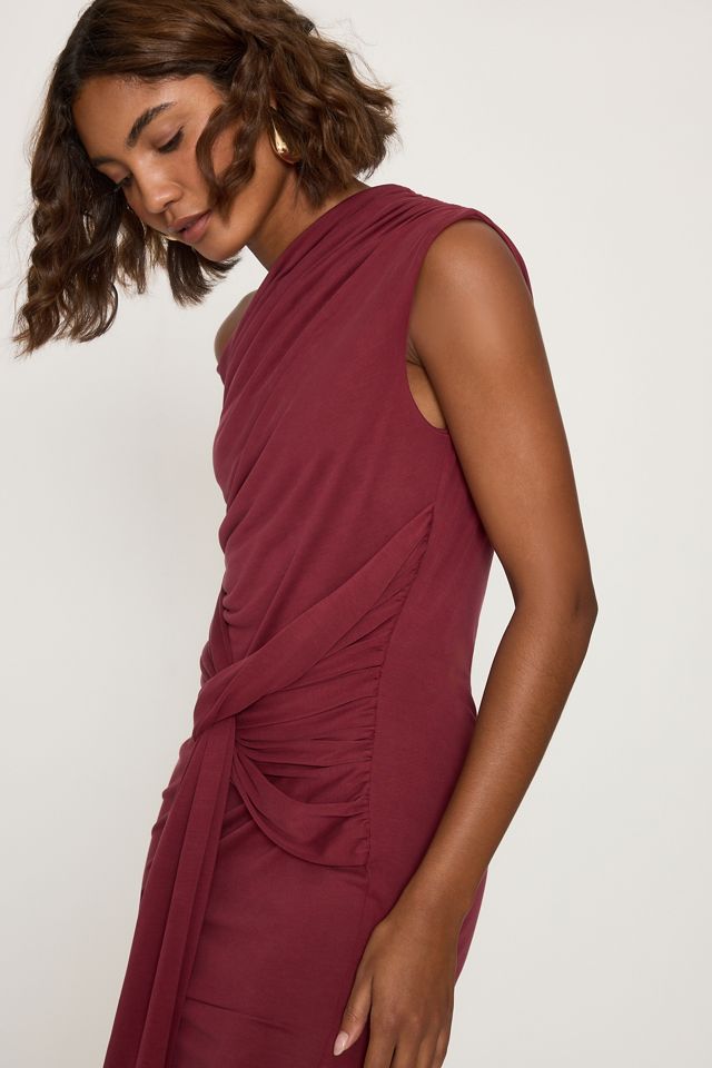 By Anthropologie Gerafftes Schulterfreies Midikleid #2