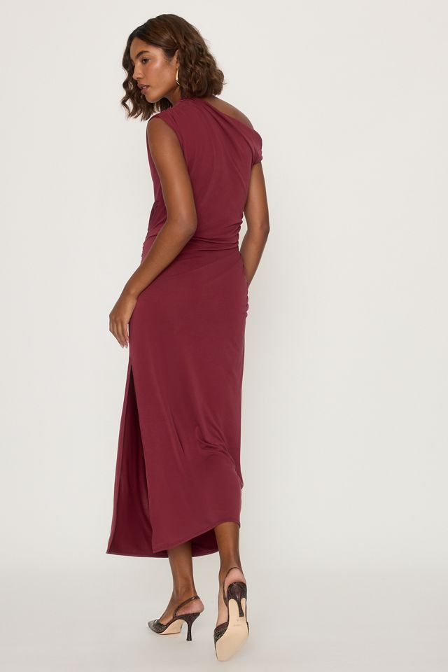 By Anthropologie Gerafftes Schulterfreies Midikleid #3
