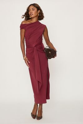 By Anthropologie Ruched Off-Shoulder Midi Dress