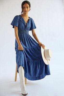 Maeve Somerset Chambray Maxi Dress | Anthropologie