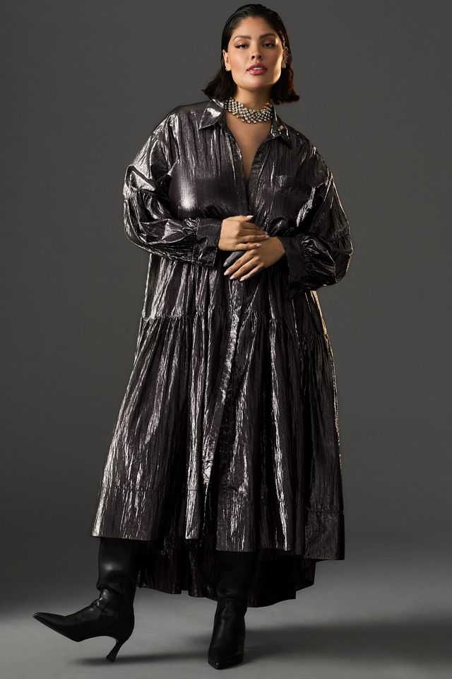 Pilcro Long-Sleeve V-Neck Metallic High-Low Dress #4