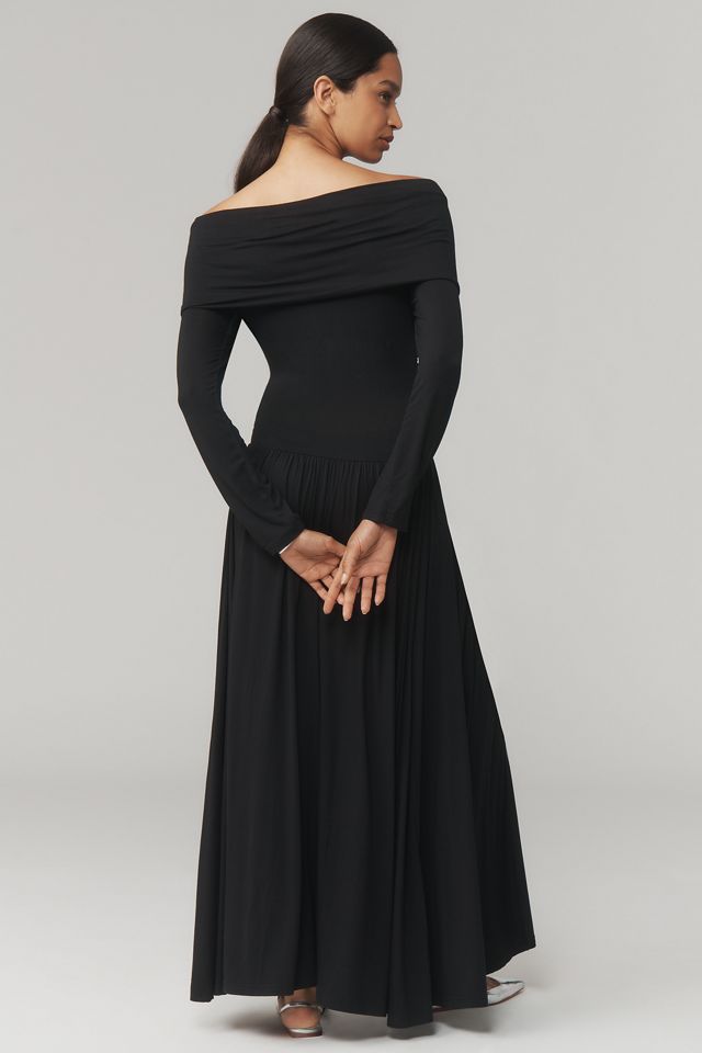 By Anthropologie Long-Sleeve Off-The-Shoulder Knit Maxi Dress #1
