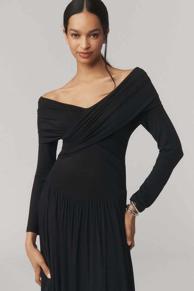 By Anthropologie Long-Sleeve Off-The-Shoulder Knit Maxi Dress #2