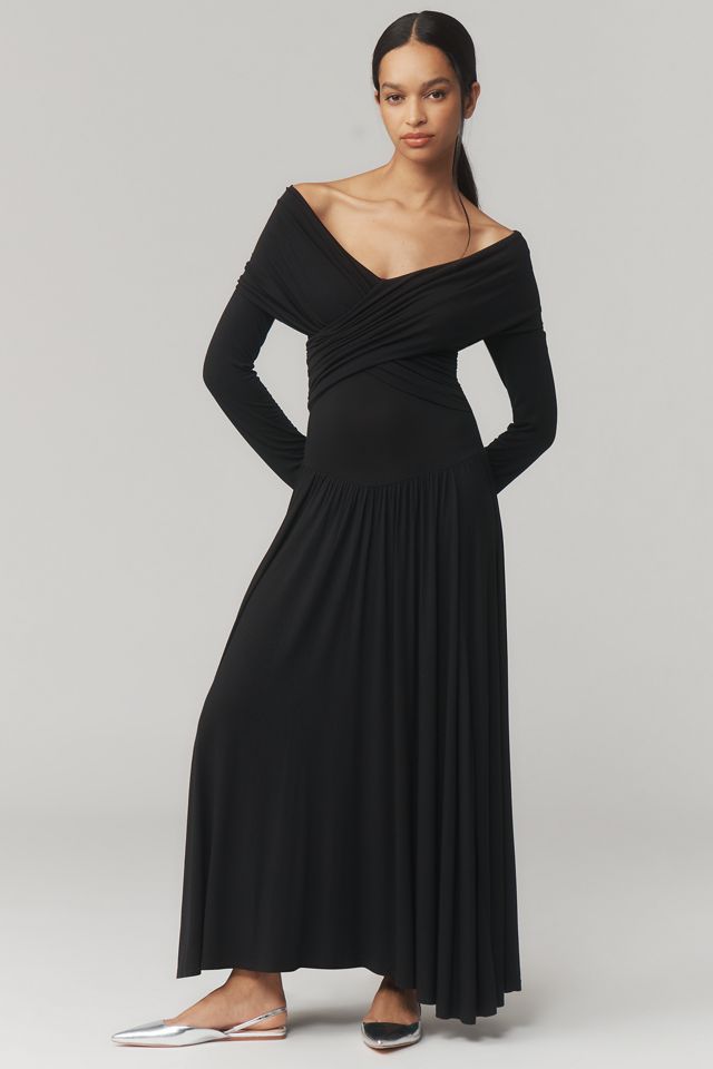 By Anthropologie Long-Sleeve Off-The-Shoulder Knit Maxi Dress #3