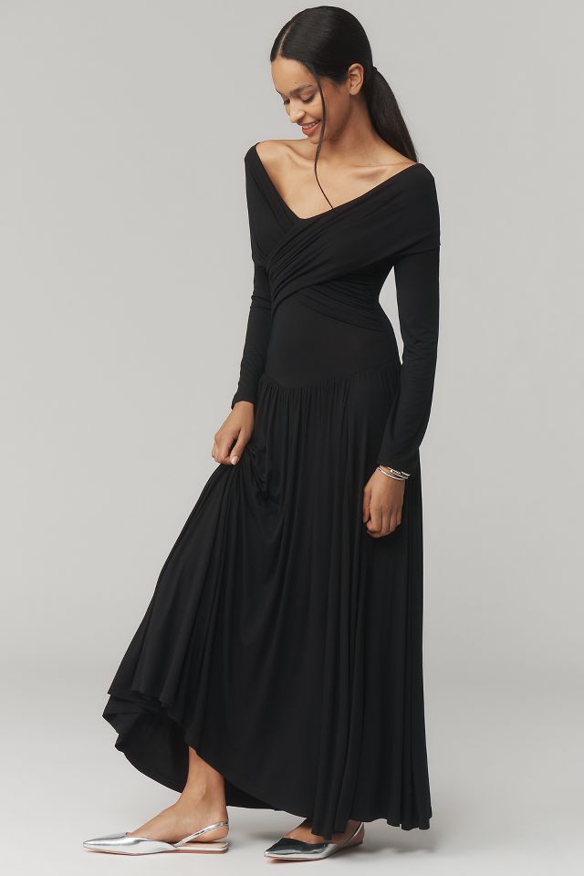 Anthropologie black maxi dress best sale