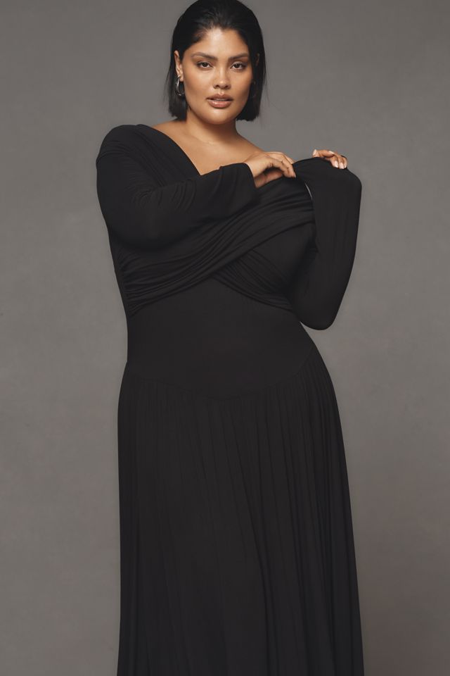 By Anthropologie Long-Sleeve Off-The-Shoulder Knit Maxi Dress #7