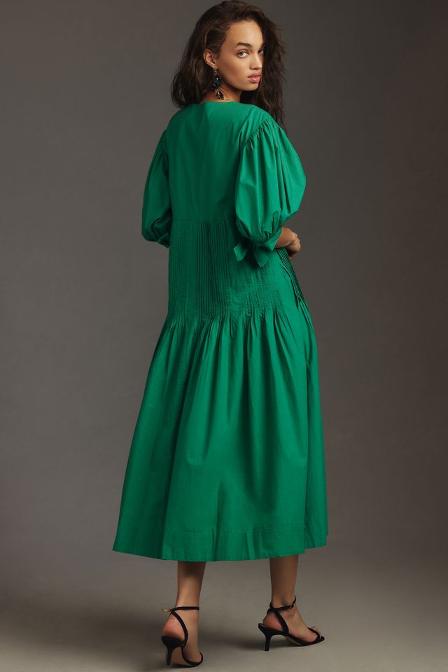 Maeve Pintuck Tie-Sleeve Midi Dress #1