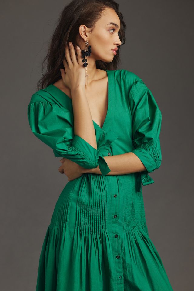 Maeve Pintuck Tie-Sleeve Midi Dress #2