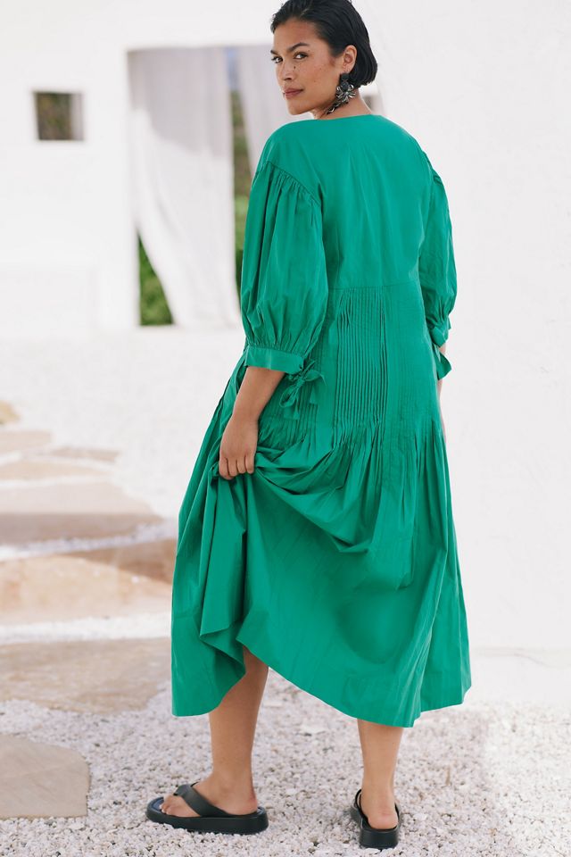 Maeve Pintuck Tie-Sleeve Midi Dress #4
