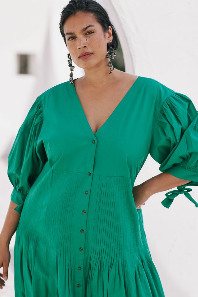 Maeve Pintuck Tie-Sleeve Midi Dress #5