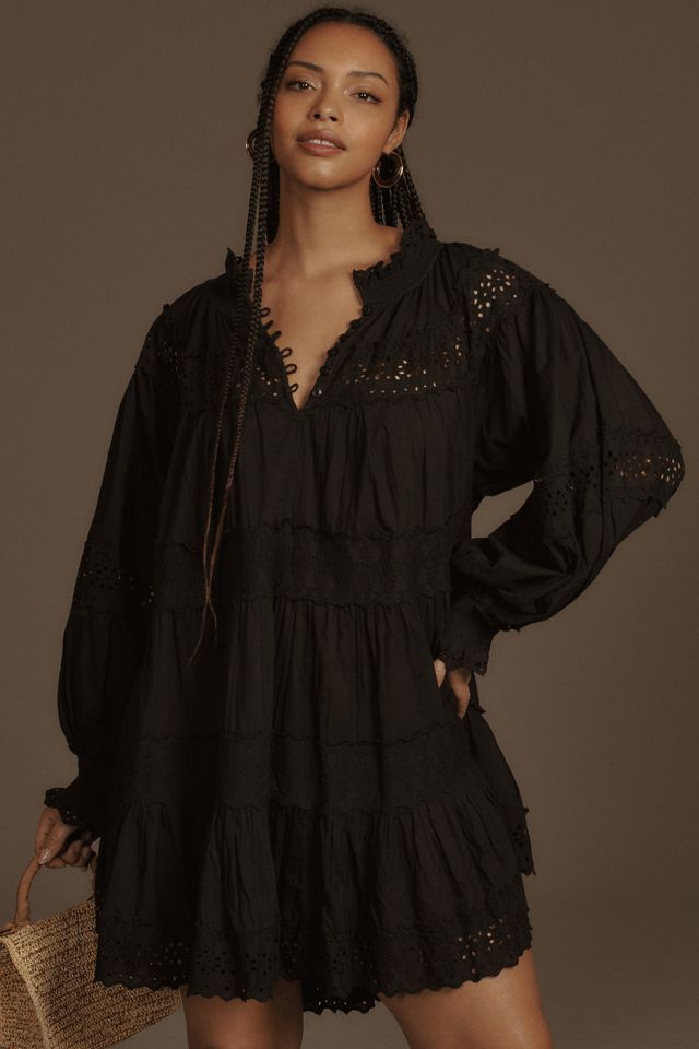 Maeve Long-Sleeve Lace Mini Dress #3
