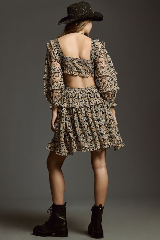 By Anthropologie V-Neck Ruffle Cut-Out Mini Dress #1