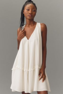 By Anthropologie V-neck Swing Tunic Dress In White