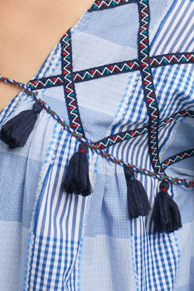 Robe tunique brodée Tatum, bleue #2