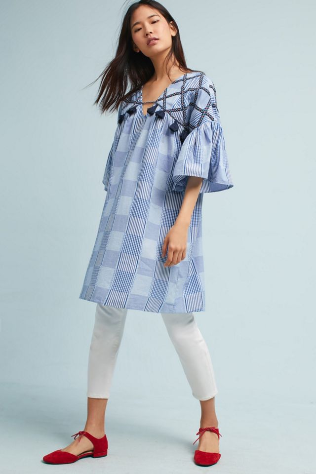 Robe tunique brodée Tatum, bleue #4