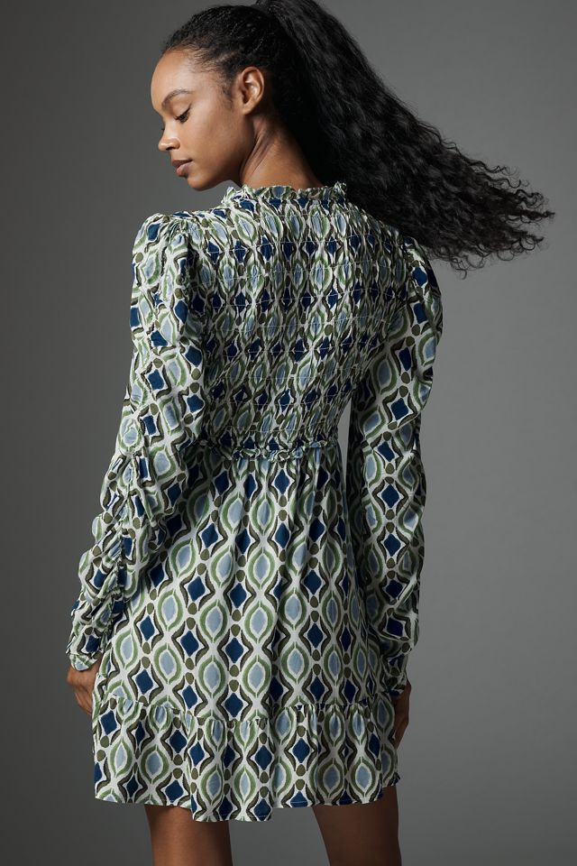 By Anthropologie Long-Sleeve V-Neck Ruffle Mini Dress #1