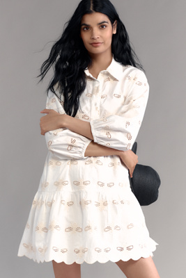 MAEVE THE BETTINA TIERED SHIRT DRESS BY MAEVE: EYELET MINI EDITION 