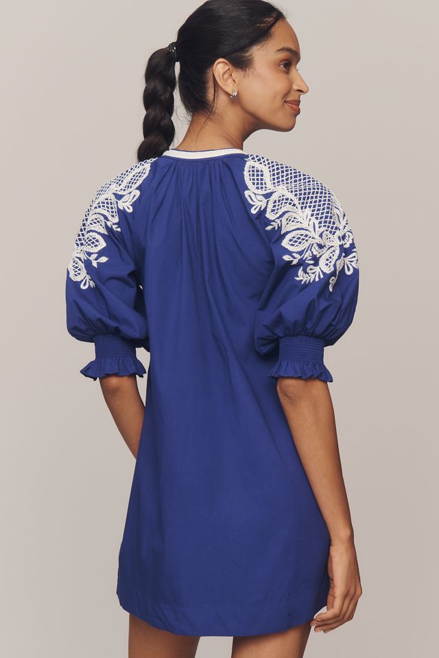 Maeve Embroidered V-Neck Mini Dress #1