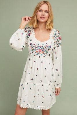 Sydney Embroidered Peasant Dress | Anthropologie