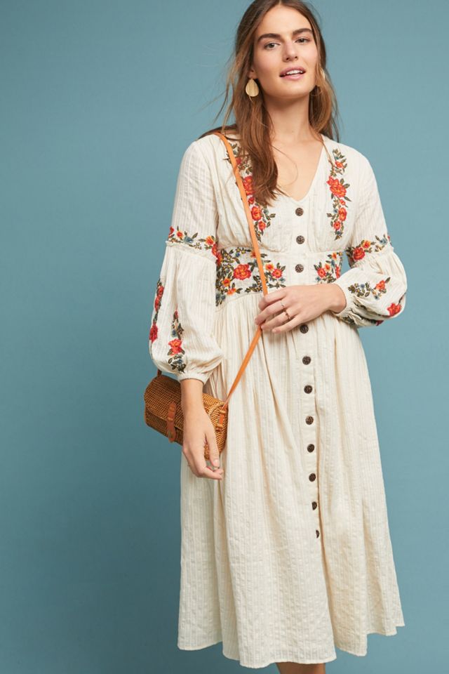 Gracie Embroidered Peasant Dress | Anthropologie