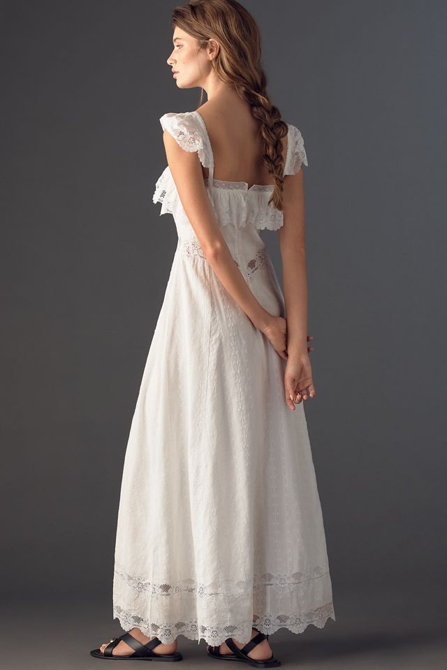 fitted lace wedding dress Fontana High Low Ruffle Lace Maxi Dress – InsStreet