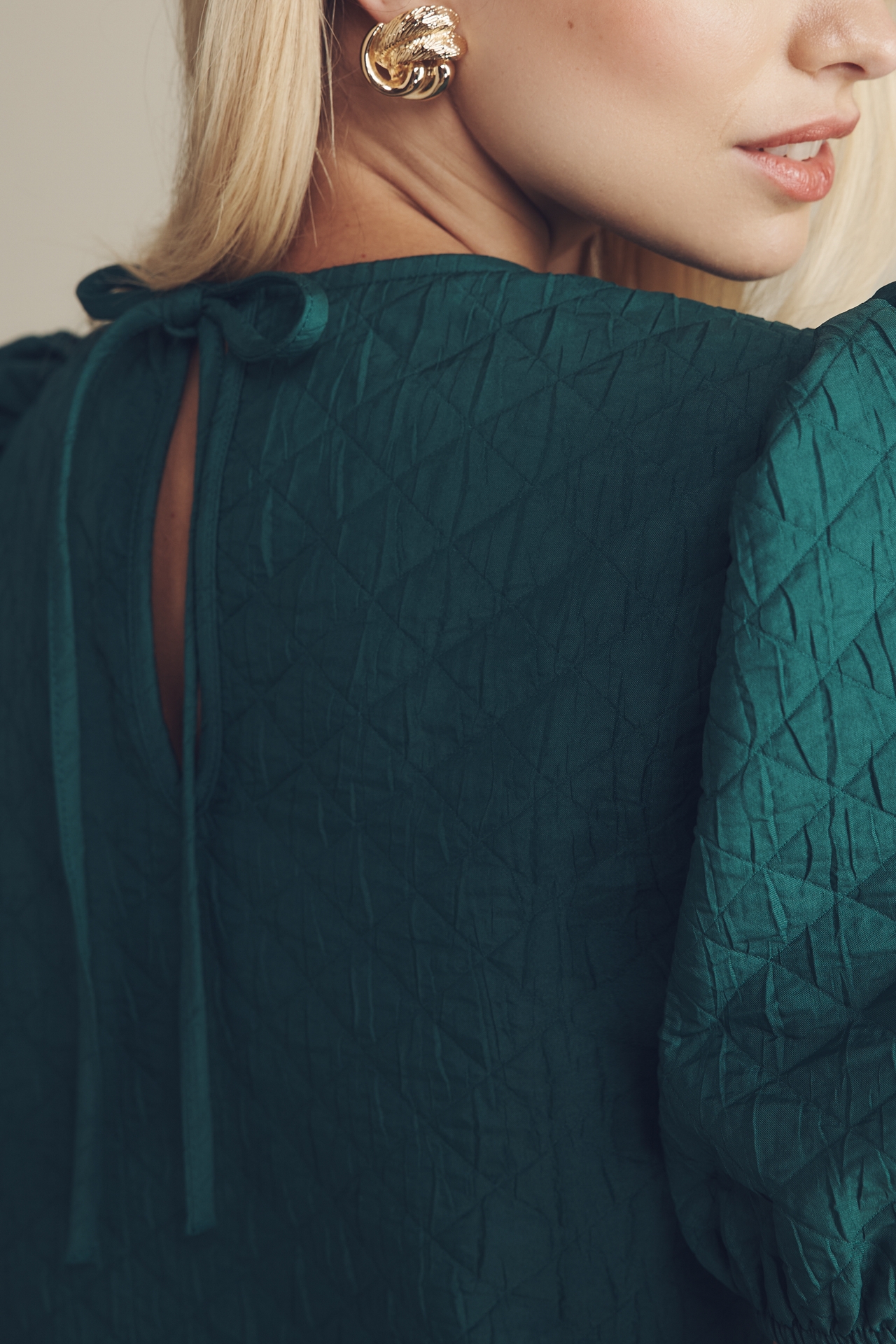 Maeve Puff-Sleeve Drop-Waist Mini Dress