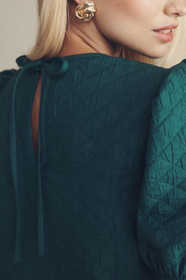 Maeve Puff-Sleeve Drop-Waist Mini Dress #1
