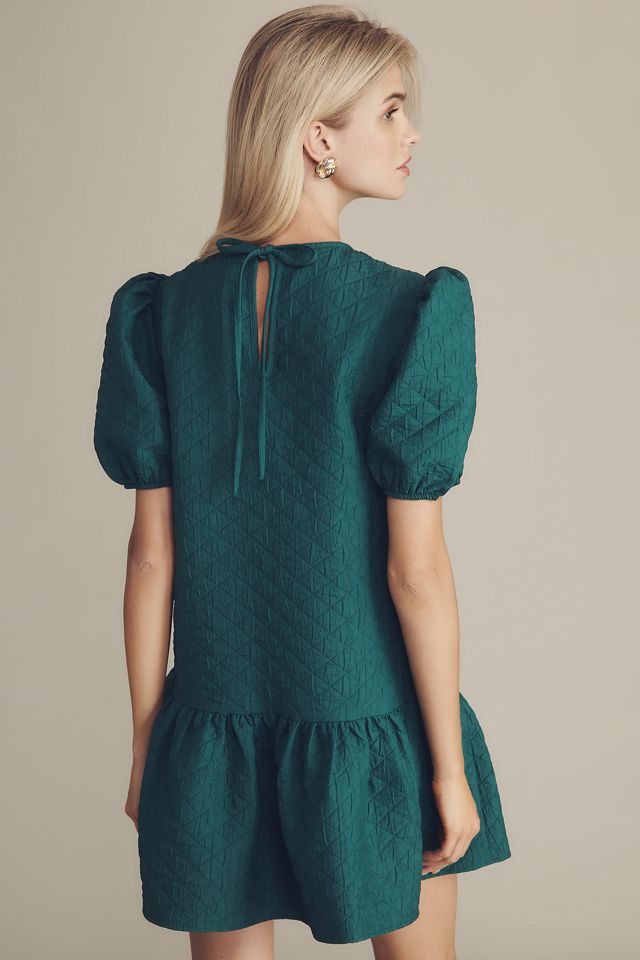 Maeve Puff-Sleeve Drop-Waist Mini Dress #2