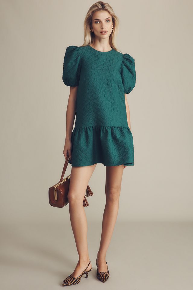 Maeve Puff-Sleeve Drop-Waist Mini Dress #3