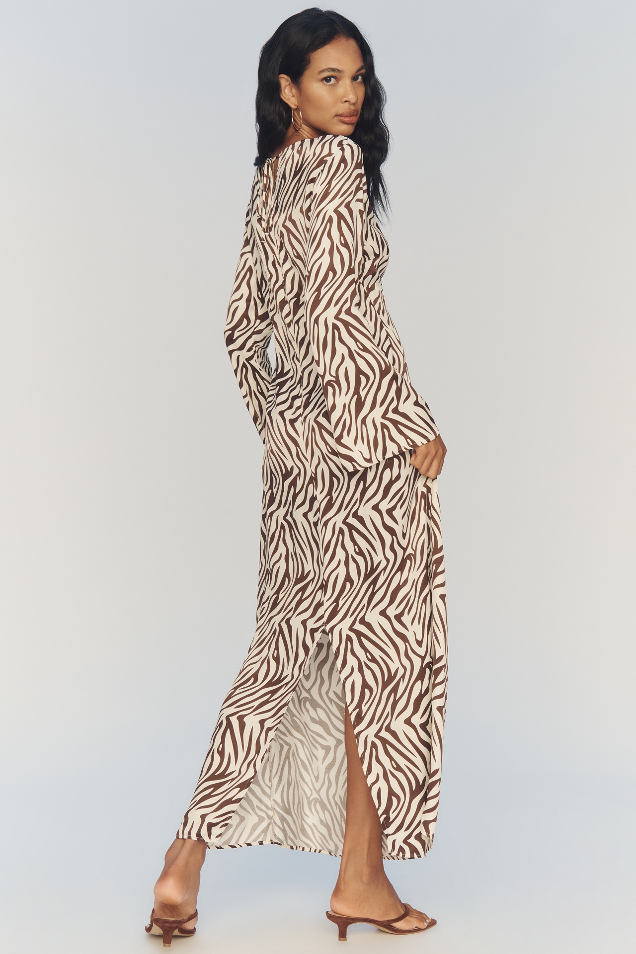 By Anthropologie Long-Sleeve Maxi Slip Dress