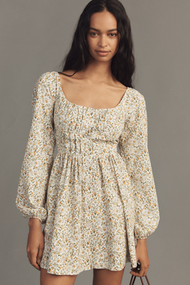Long-Sleeve Corset A-Line Mini Dress