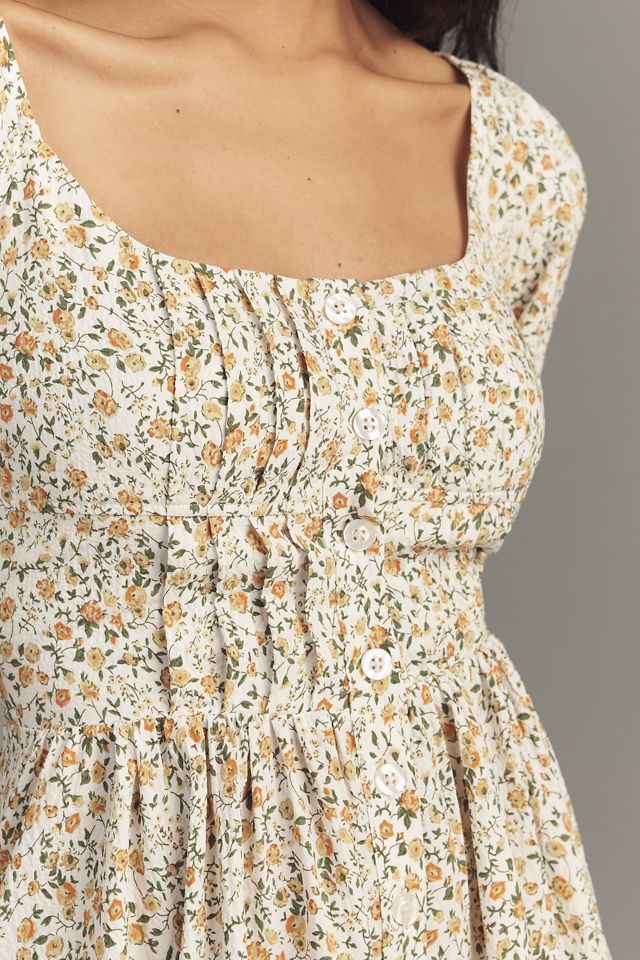By Anthropologie Long-Sleeve Corset A-Line Mini Dress