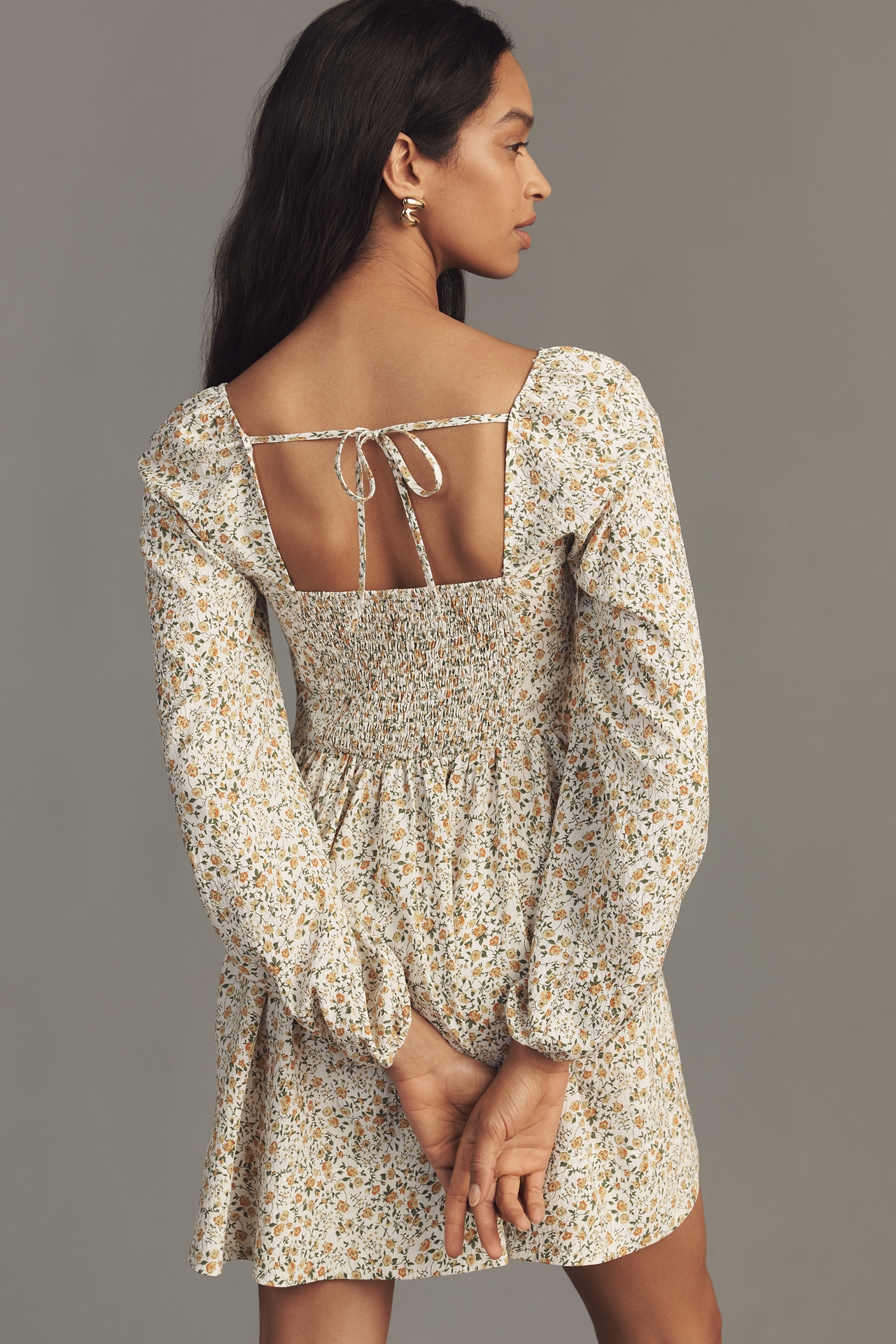 By Anthropologie Long-Sleeve Corset A-Line Mini Dress