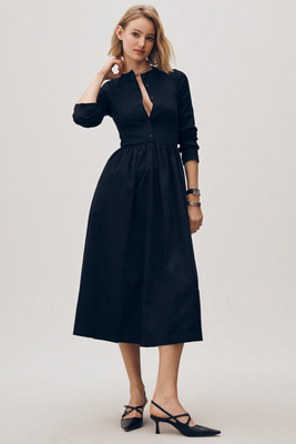 Maeve Long-Sleeve Twofer Cardigan Midi Dress | Anthropologie
