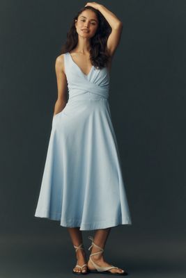 Hutch Plunge Halter Fringe Knit Midi Dress | Anthropologie UK