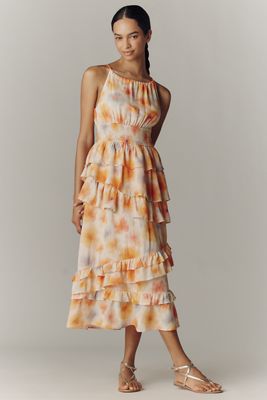 Vestido Halter con Volantes Escalonados By Anthropologie