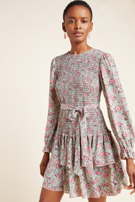 rebecca taylor pink floral dress Priya Poplin Dress