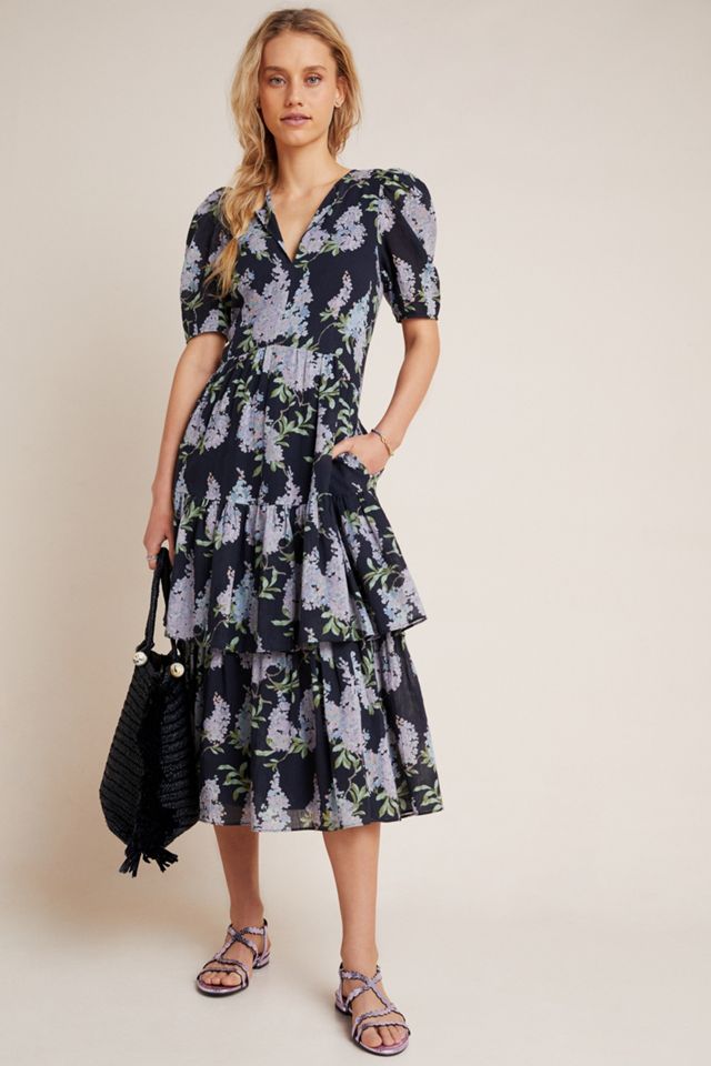 Wisteria Tiered Midi Dress | Anthropologie